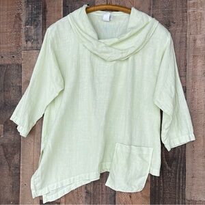 Mosaic Asymmetric Linen Top